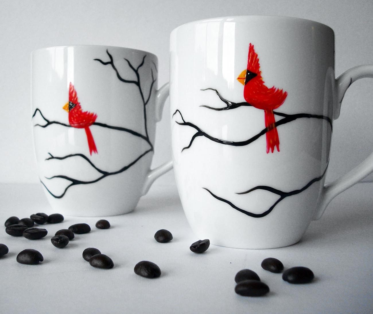 Christmas Cardinal Mugs--Set of 2