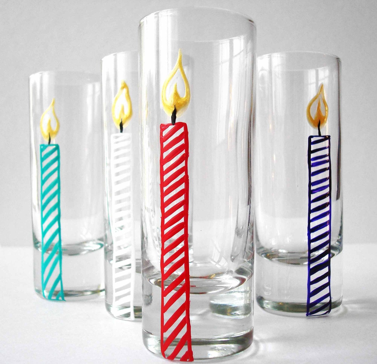 Happy Birthday Candle Shot Glasses--Set of 4