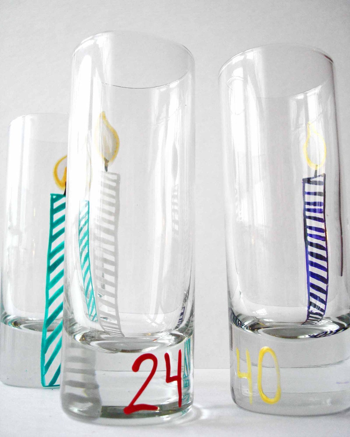 Happy Birthday Candle Shot Glasses--Set of 4