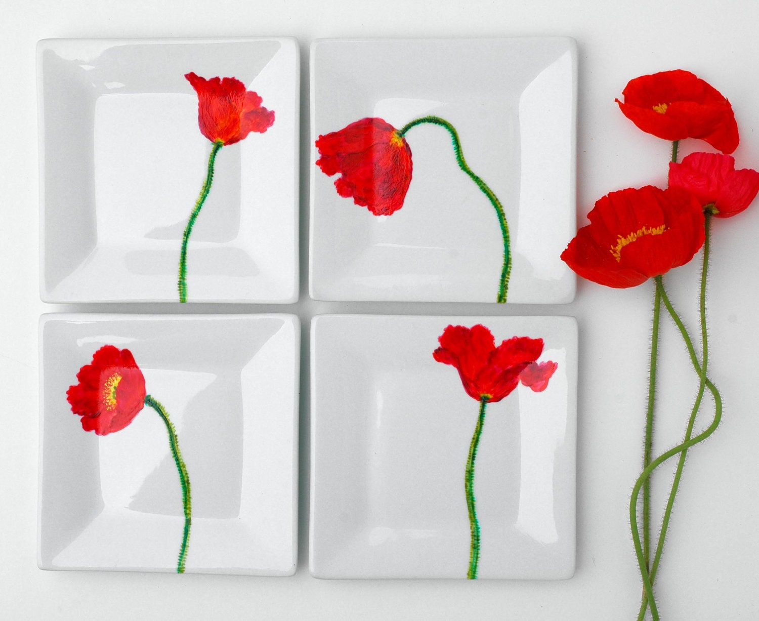 Icelandic Poppies Appetizer Plates--4 Piece Collection--Limited Edition