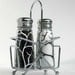 White and Black Tree Branch Salt and Pepper Shakers--Hand Painted 3-Piece Collection