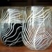 White Peacock Feather Stemless Wine Glasses--Set of 4 Hand Painted Glasses