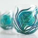 Peacock Feather Wine Glasses - Set of 2 Hand Painted Stemless Glasses - Blue, Green, Purple, Aqua and Gold feathers