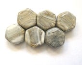 Handmade Neutral Streaky Hexagons - 6 Lampwork Beads