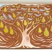 hand carved ceramic art tile chirpy pear tree