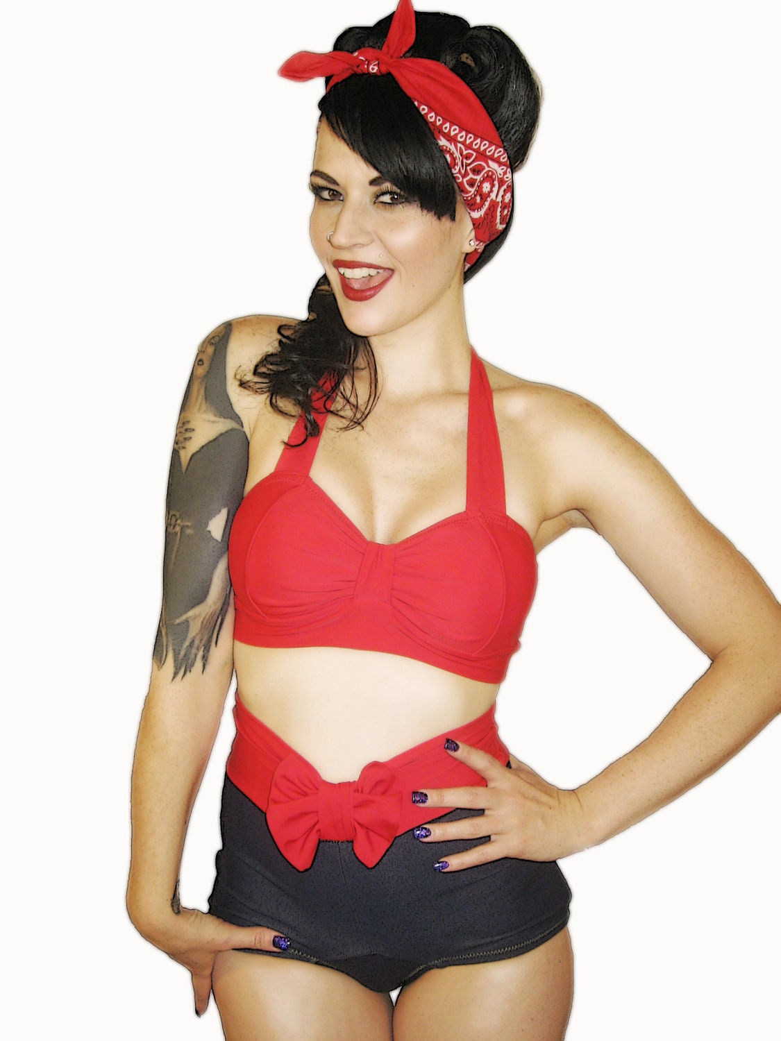 WINK Red Retro Bikini Top Sizes S, M, L, XL