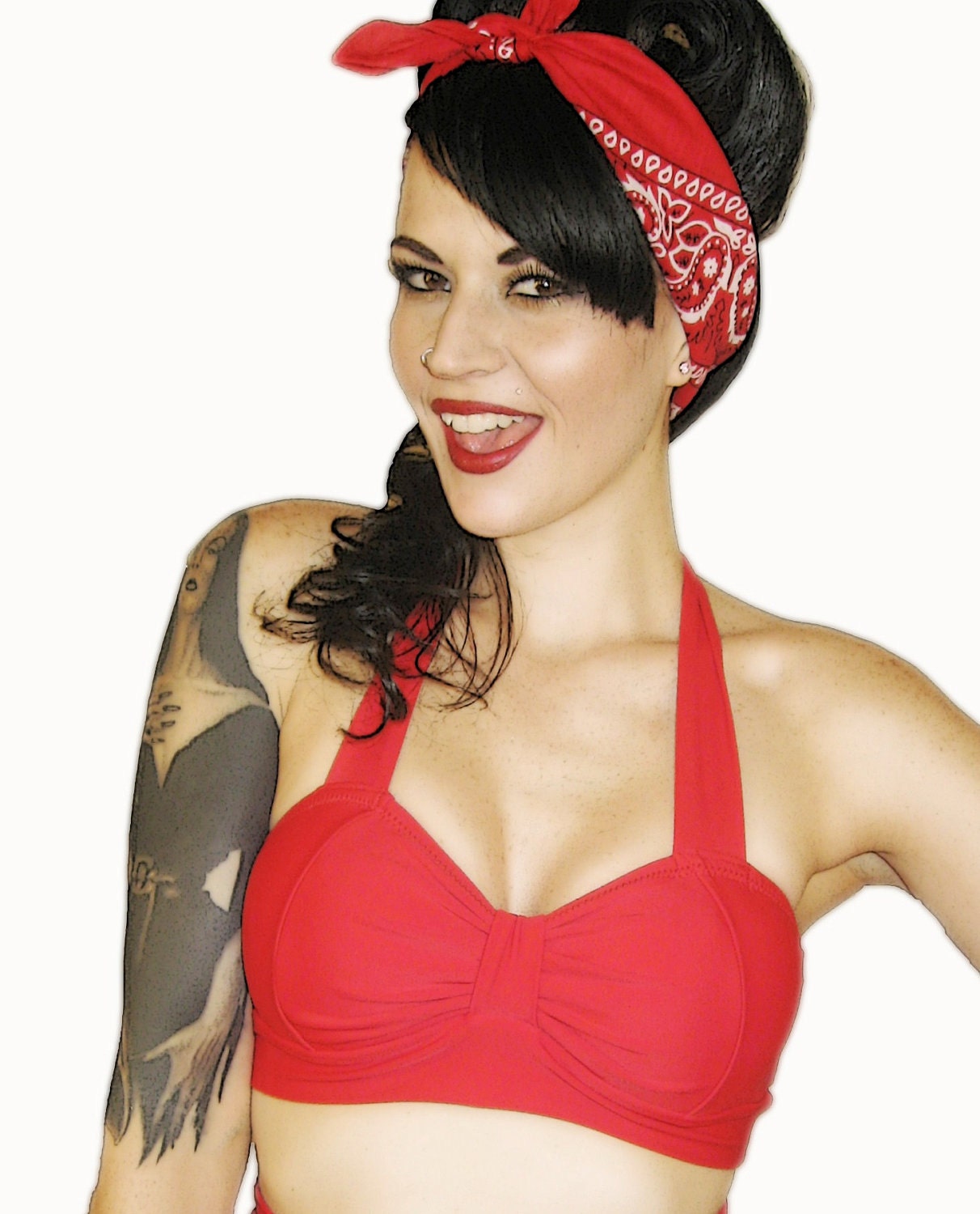 WINK Red Retro Bikini Top Sizes S, M, L, XL
