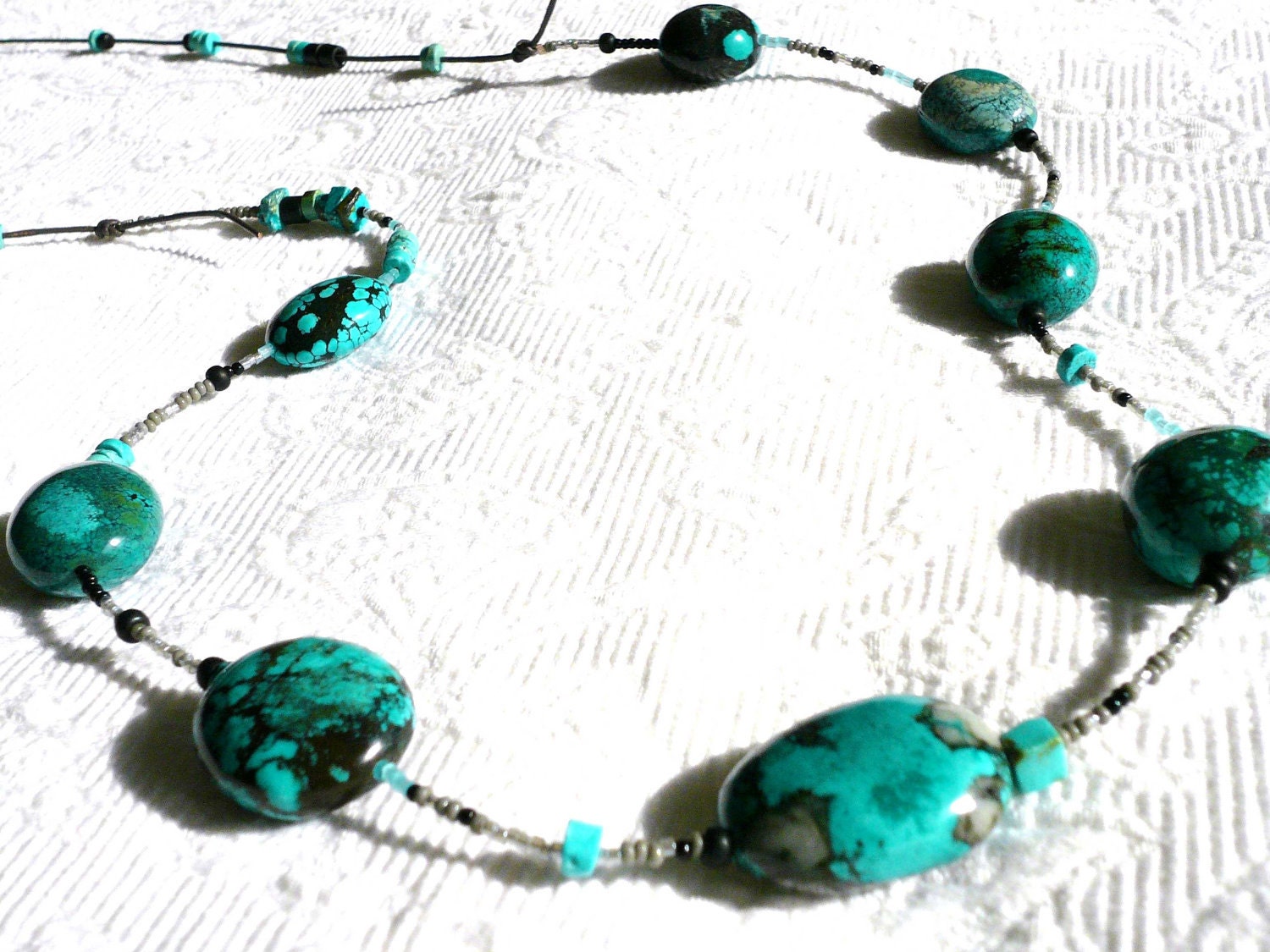 semi precious TURQUOISE stone necklace, no. 34