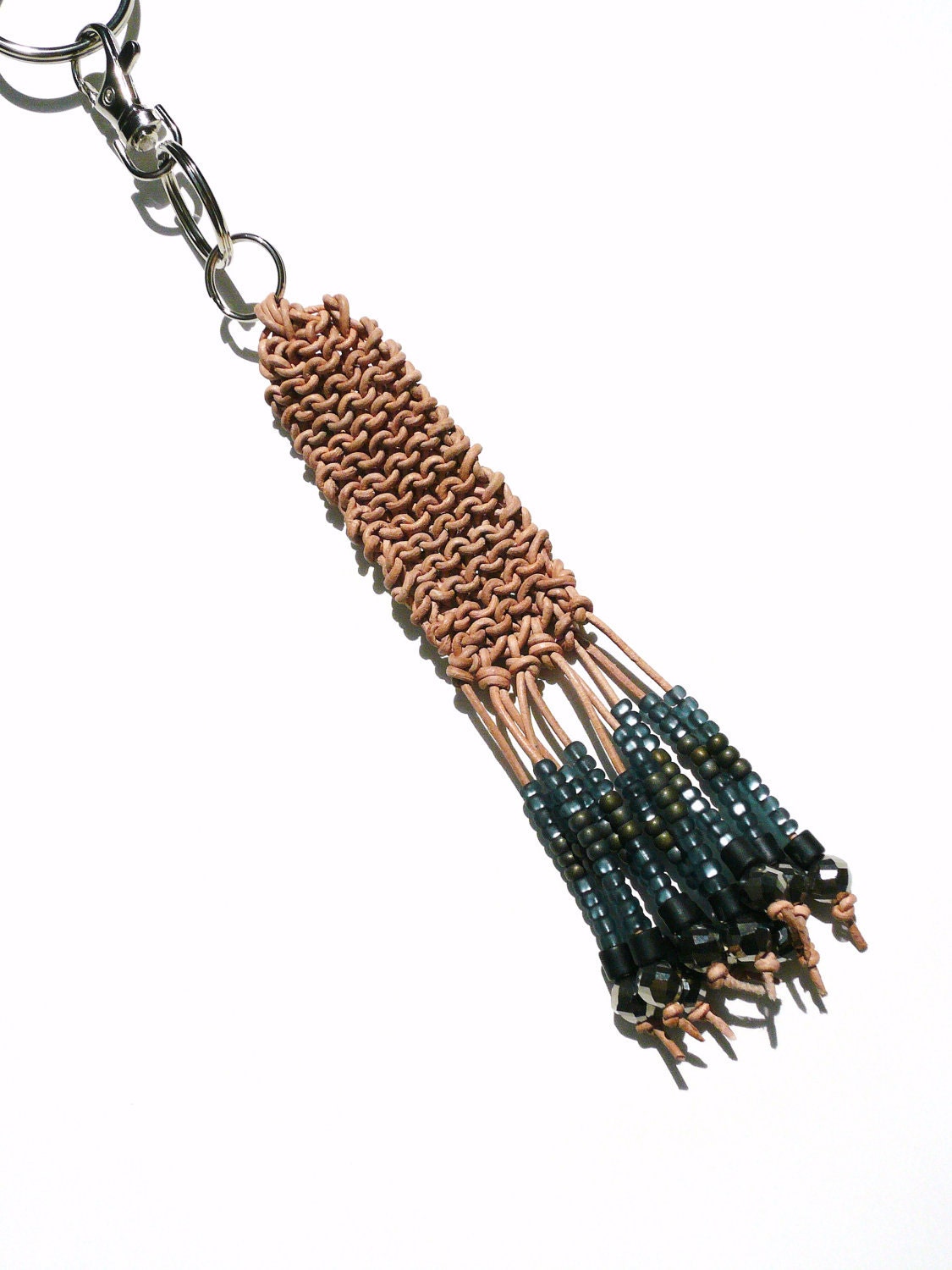 leather KEYCHAIN beaded fringe, no. 4