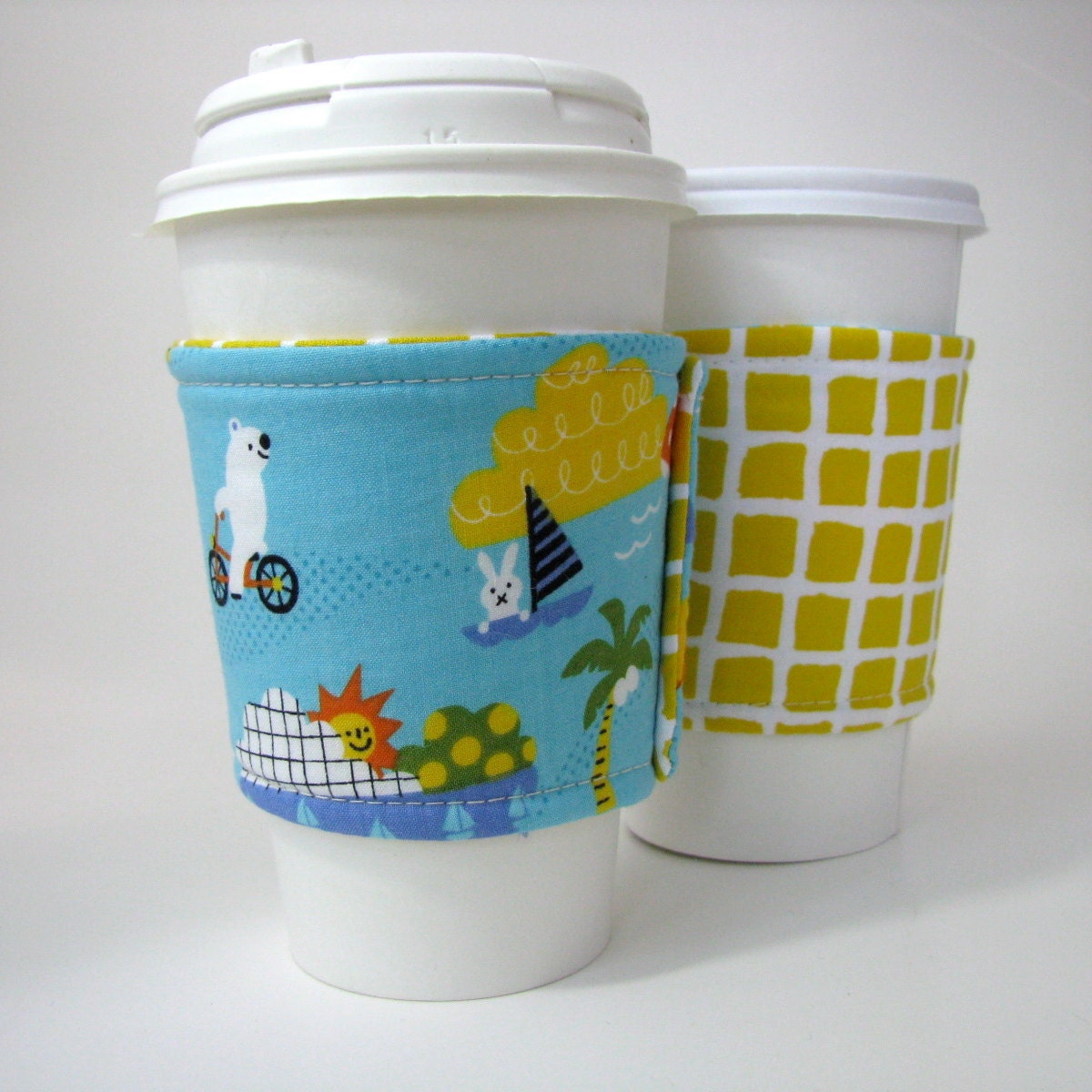 Reusable Reversible Coffee Sleeve - Beach Bunny