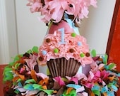 The Zoe  Birthday hat Pink, Blue, Brown, Cupcake Party Hat you Pick colors will customize matching guest hats too
