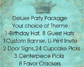 Custom Complete Birthday Party Package Printable Invite,Birthday Banner, Guest Favors,Paper Straws,Baby,Bridal Shower