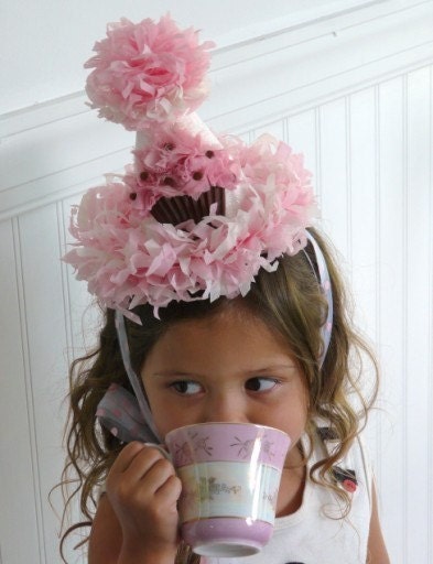 Boutique Pink Sparkle Princess Cupcake Party Hat with Pink Chiffon Cupcake Il_570xn