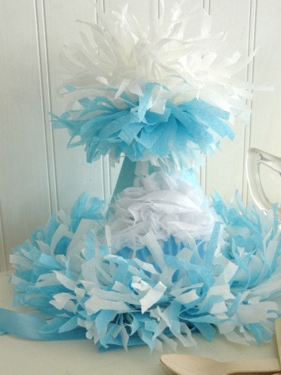 Vintage Cupcake Blue Glitter Birthday Party Hat Package/Kit w/paper straws, baking/favor/ice cream cups