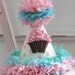 Party Hat- Custom crepe paper party hat your choice of cupcake, sock monkey hat ,custom color and fringe birthday boy or girl.