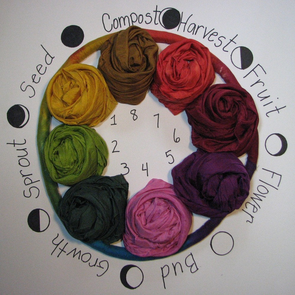 Playsilks - Eight Phases of the Moon in Silk - set of 8 colors - 35 x 35 inch