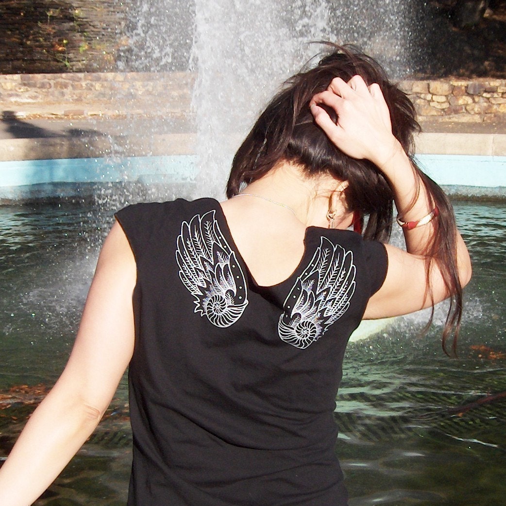Womens Tshirt Angel Wings - Winged Nautilus Tee Shirt for Women