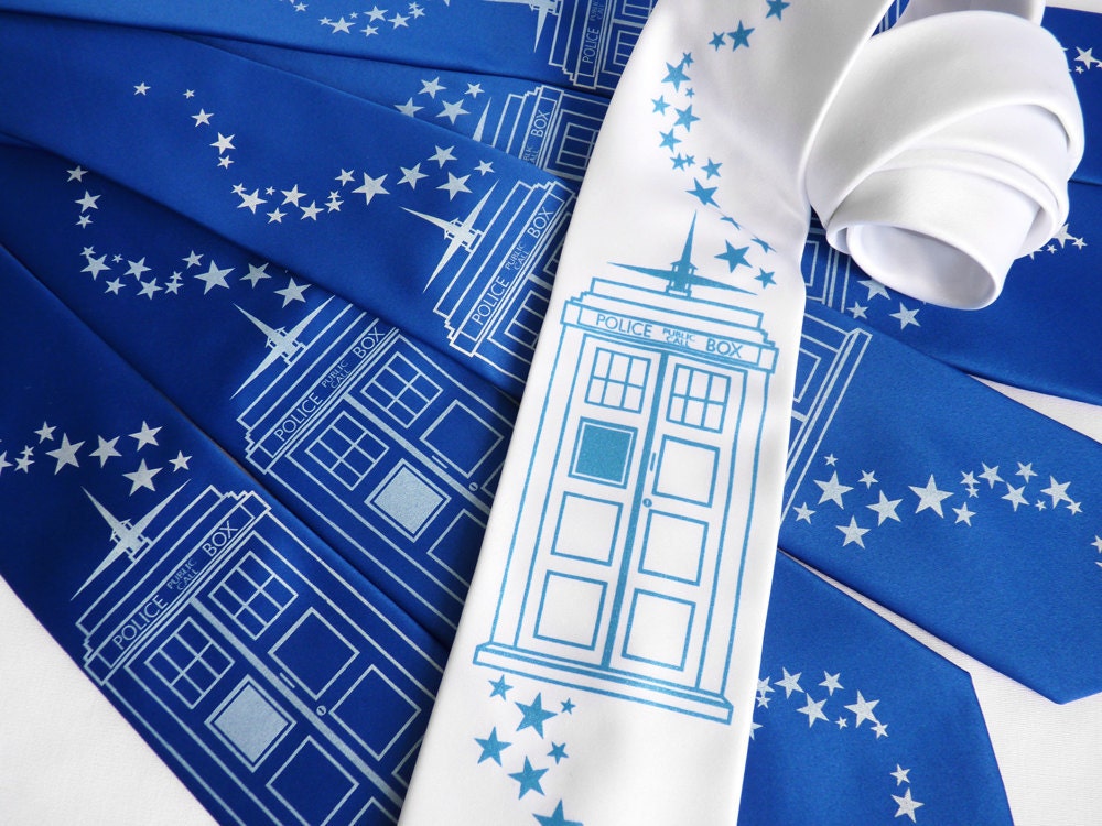 Timeless Wedding Necktie Set - 5 Doctor Who TARDIS Inspired Ties for the Time Lord & His Groomsmen
