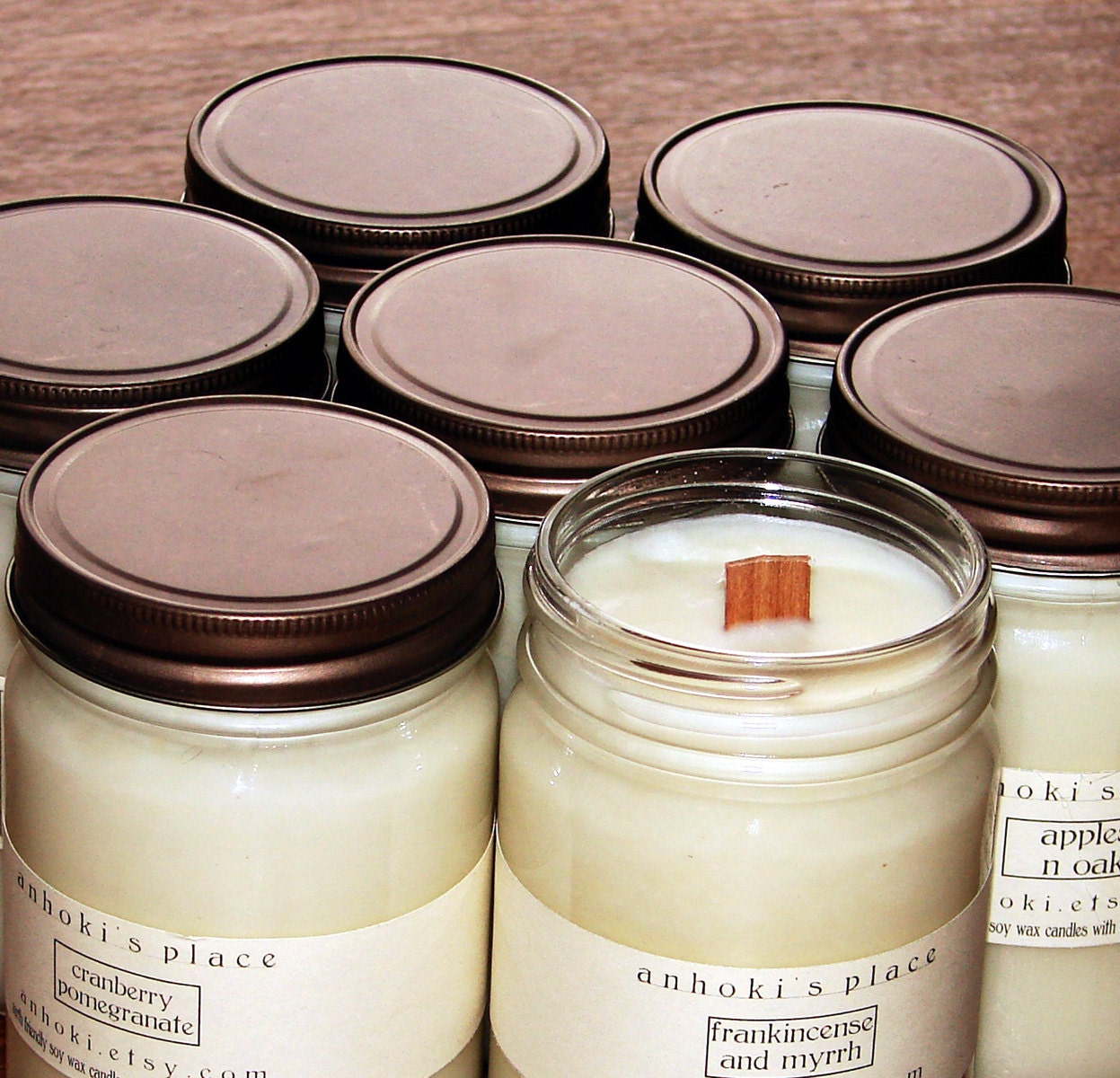 Set of Five -- Soy Wax Container Candles 12 oz EACH