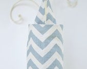Fabric Cloth Plastic Grocery Bag Holder Chevron Light Smoky Blue