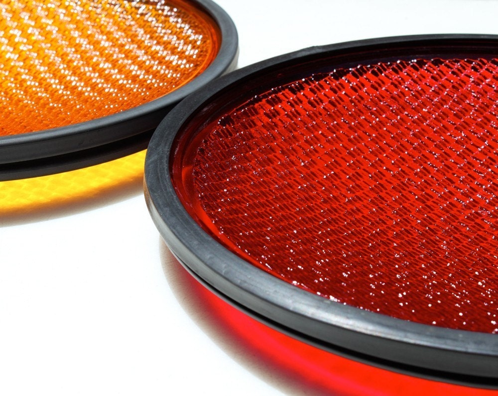 Vintage Glass Bowl. upcycled Red traffic lens eco friendly home decor