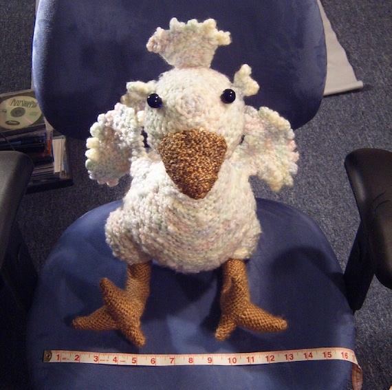 Chauncey, large huggable crocheted chocobo