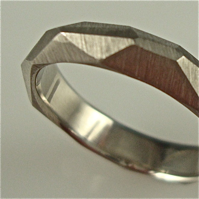 Palladium Chiseled Ring - 4mm wide
