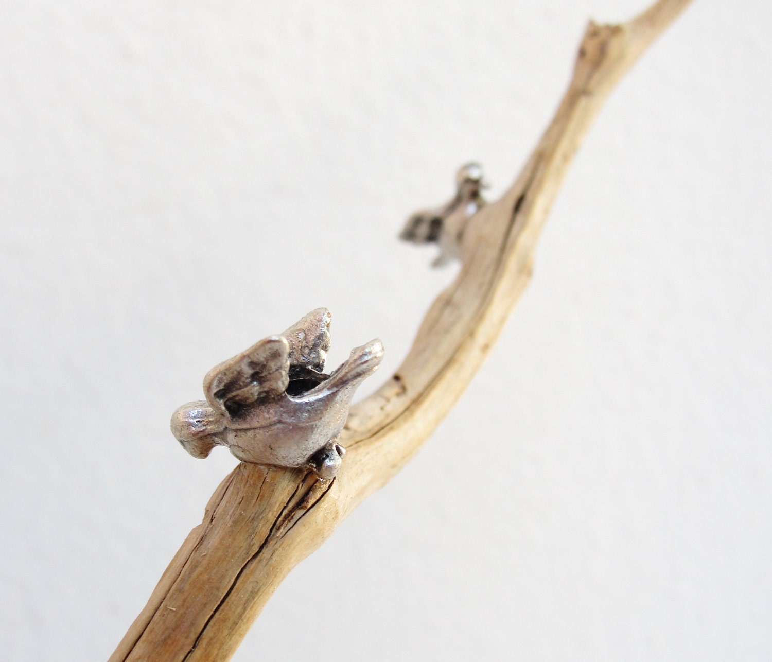 The Birds Tree - Wood Branches Metal Birds and Roots