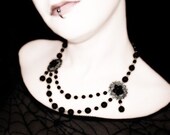 Lillith ... Gothic  Black Rose Multichain Choker / Necklace