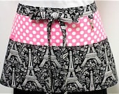 Eiffel Tower with Pink Dots Zipper/Key Clasp Vendor Apron (Pick Your Dots)