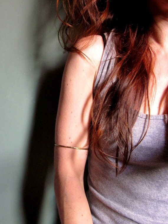 upper arm band armlet arm cuff bracelet gold thin faceted modern simple brass custom skinny GOLD SHIMMER BAND