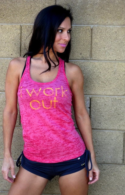 I Work Out Racerback Burnout Tank Size XL