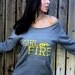 Girl on FIRE Off the Shoulder Girly Sweatshirt.  Size MEDIUM