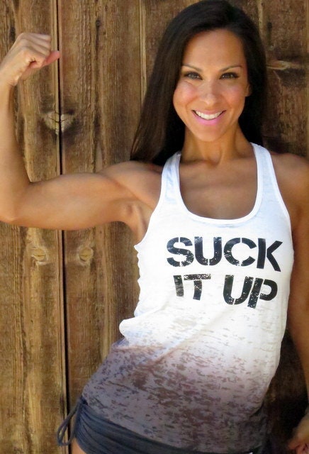 Suck It Up. Burnout A-Line Racerback Tank Size MEDIUM
