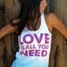 LOVE is All You Need. A-Line Ombre Burnout Tank. Size MEDIUM