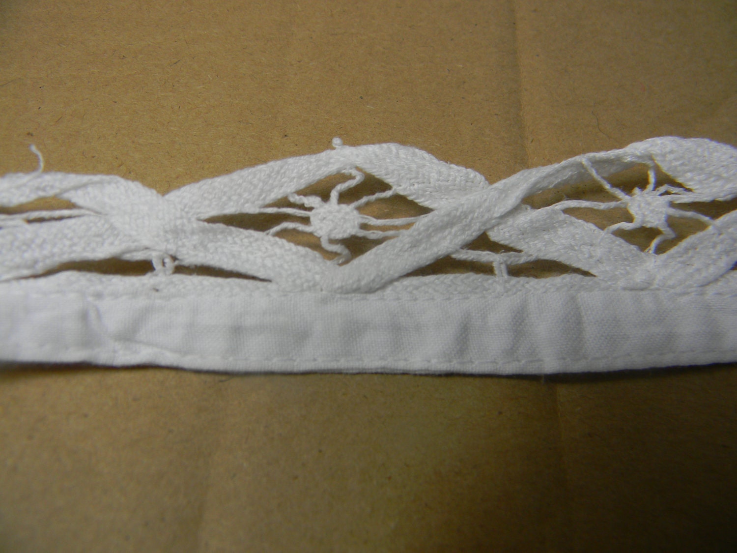 White lace trim, linen and cotton with a handmade look