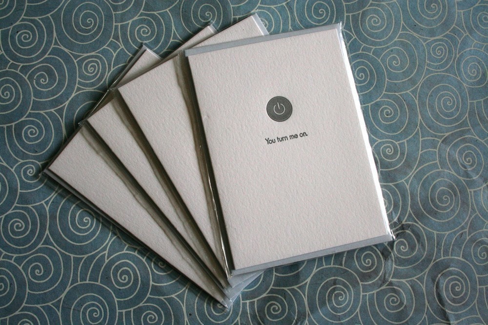 Letterpress Printed You Turn Me On Card - single