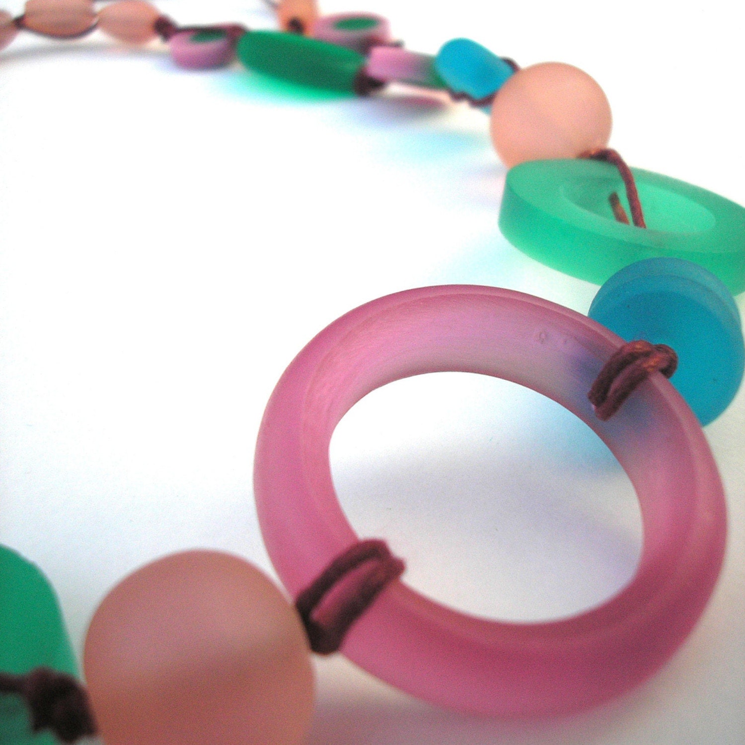 Sale Clearance - Dream State - Chunky Pink, Mauve, Blue and Teal Green Resin Necklace
