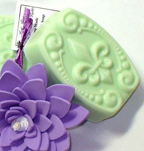 SALE Herbal Lavender and Lemongrass Fleur De Lis Goats Milk Soap