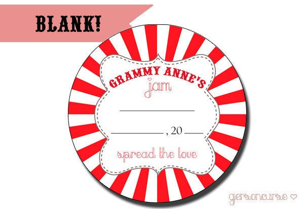 Personalized Blank Jam or Jelly Labels - Spread the Love - Digital File - BLANK