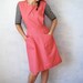 70s stewardess dress / coral color / small