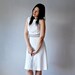 mod SCOOTER dress / ribbed knit bodice off white color