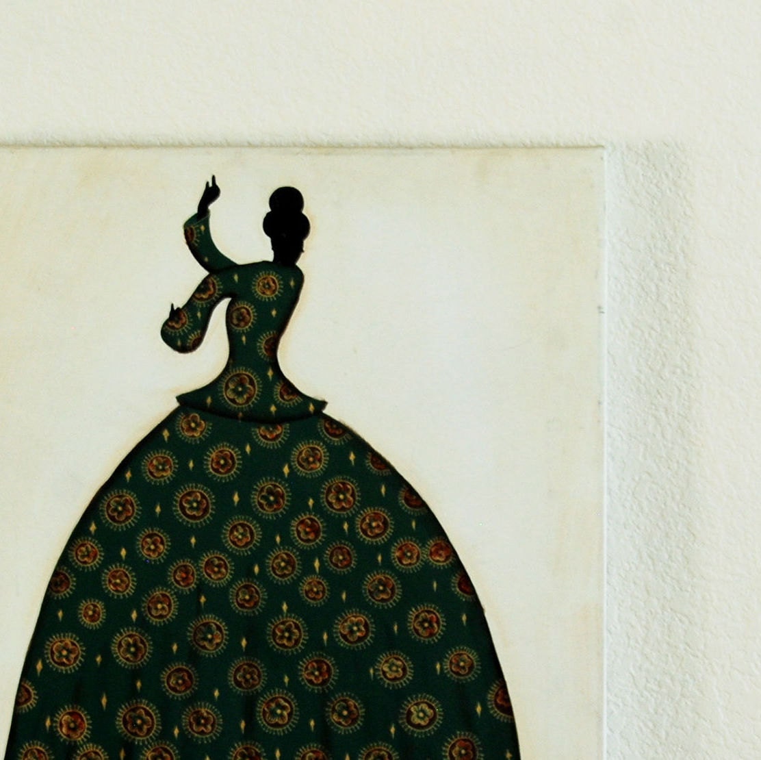 vintage CANVAS art / 1970s DANCING lady oil painting