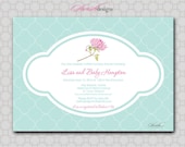 Shabby Chic Baby Shower Invitation - Flower Floral Gender Neutral Invite - for boy or girl  -  Printable - 5x7 digital file