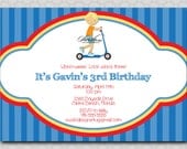 Scooter Birthday Invitation - 5x7 printable digital invite - boy razor scooter Il_170x135