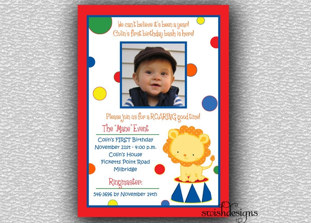 Circus Birthday Invitation - Printable Party Invitations - 5x7 Il_570xn