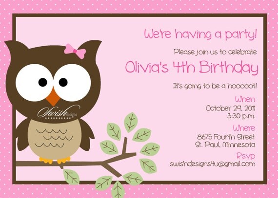 Owl Birthday Invitation - Look Whooo's Having a Party - printable party Il_570xn