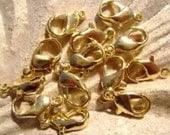 SMALL Gold plated Lobster Claw Clasps, 10mm, 50 Qty