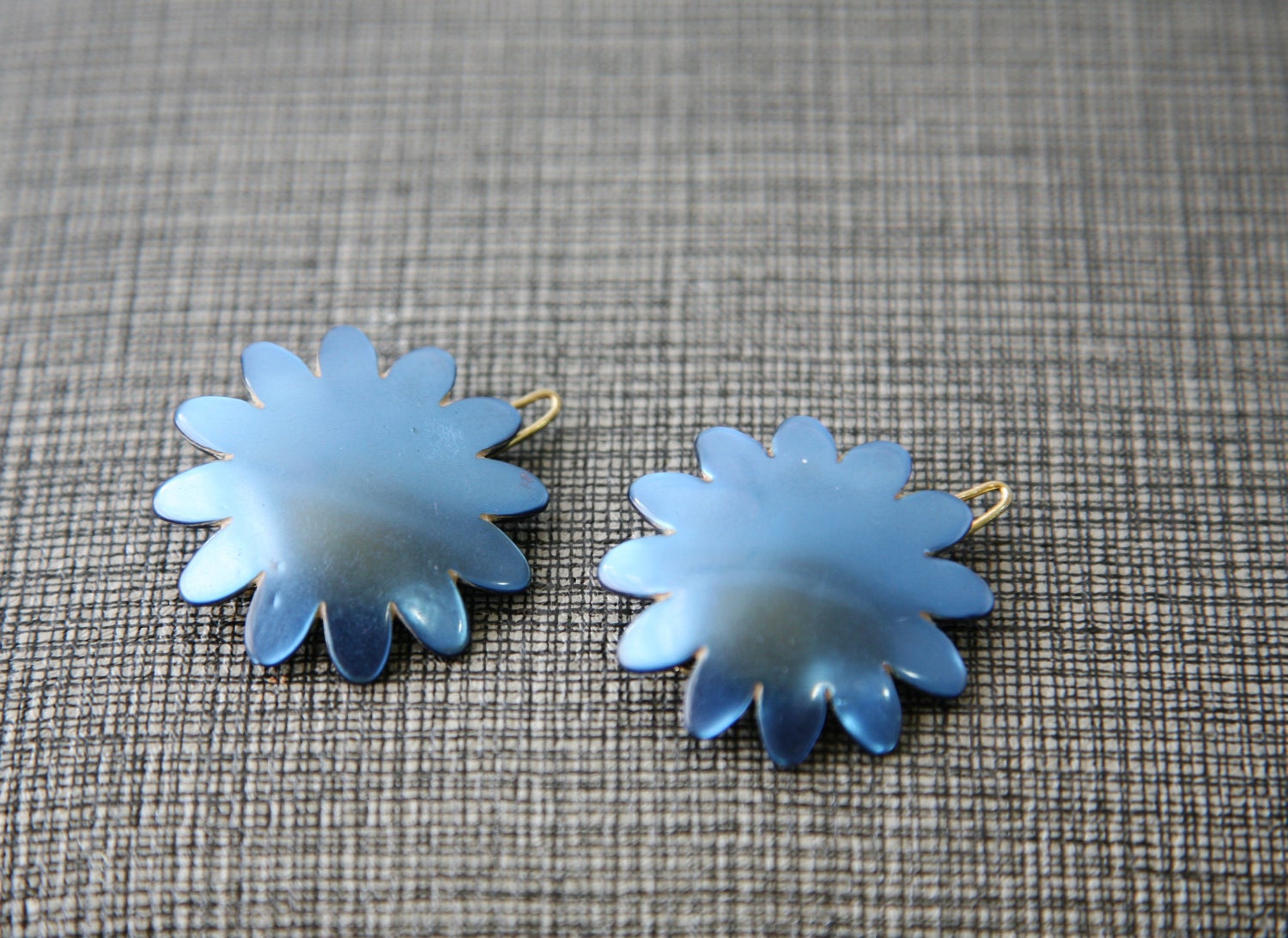 1960s French Barrettes- Blue Daisies
