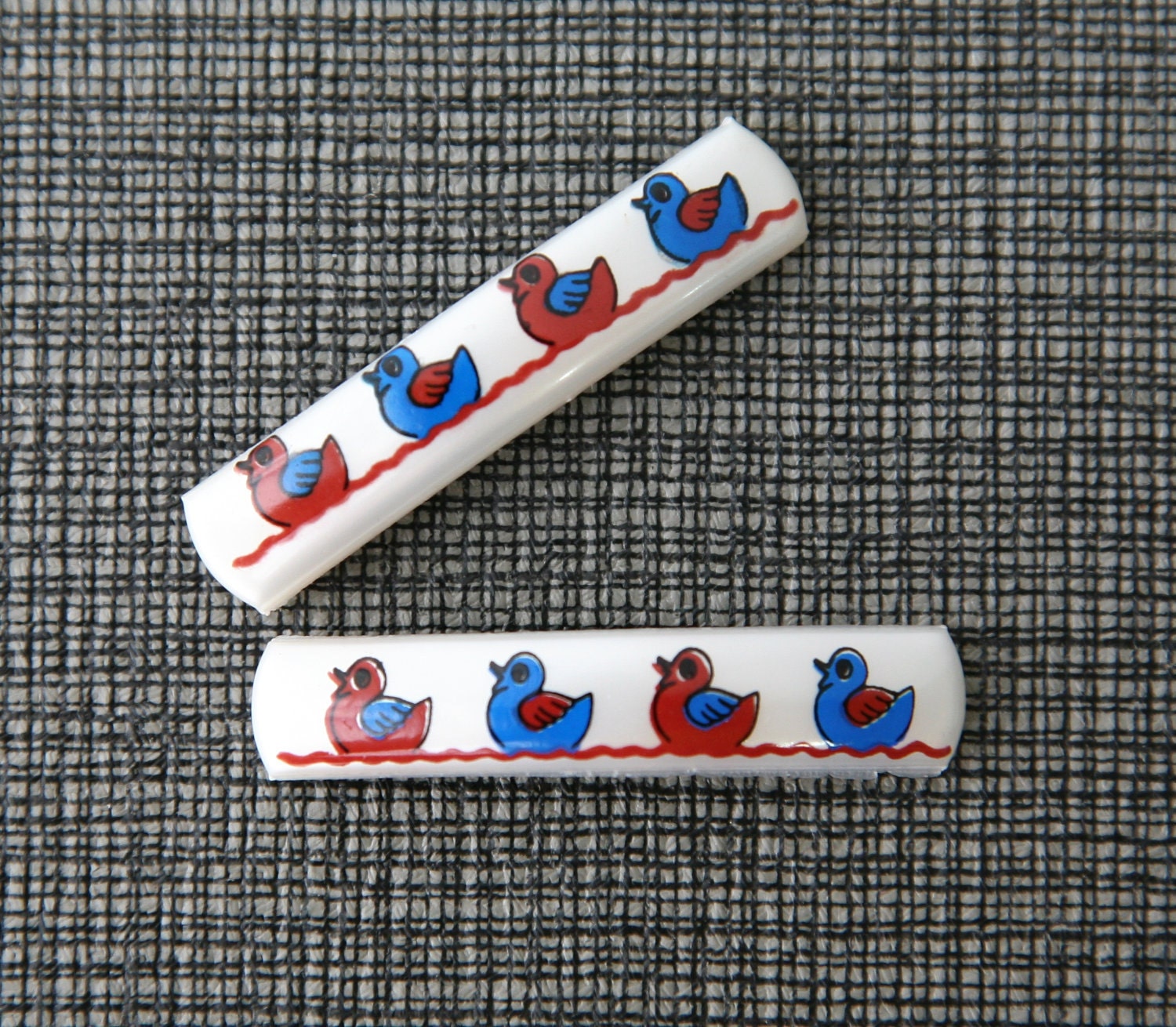 1960s French Barrettes- White duck duo